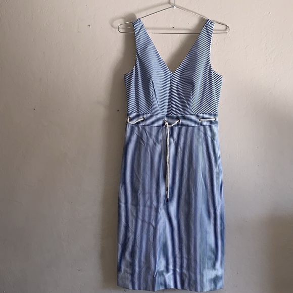 J. CREW  DOUBLE V-NECK DRESS IN STRETCH SEERSUCKER SZ 2 - Picture 5 of 7